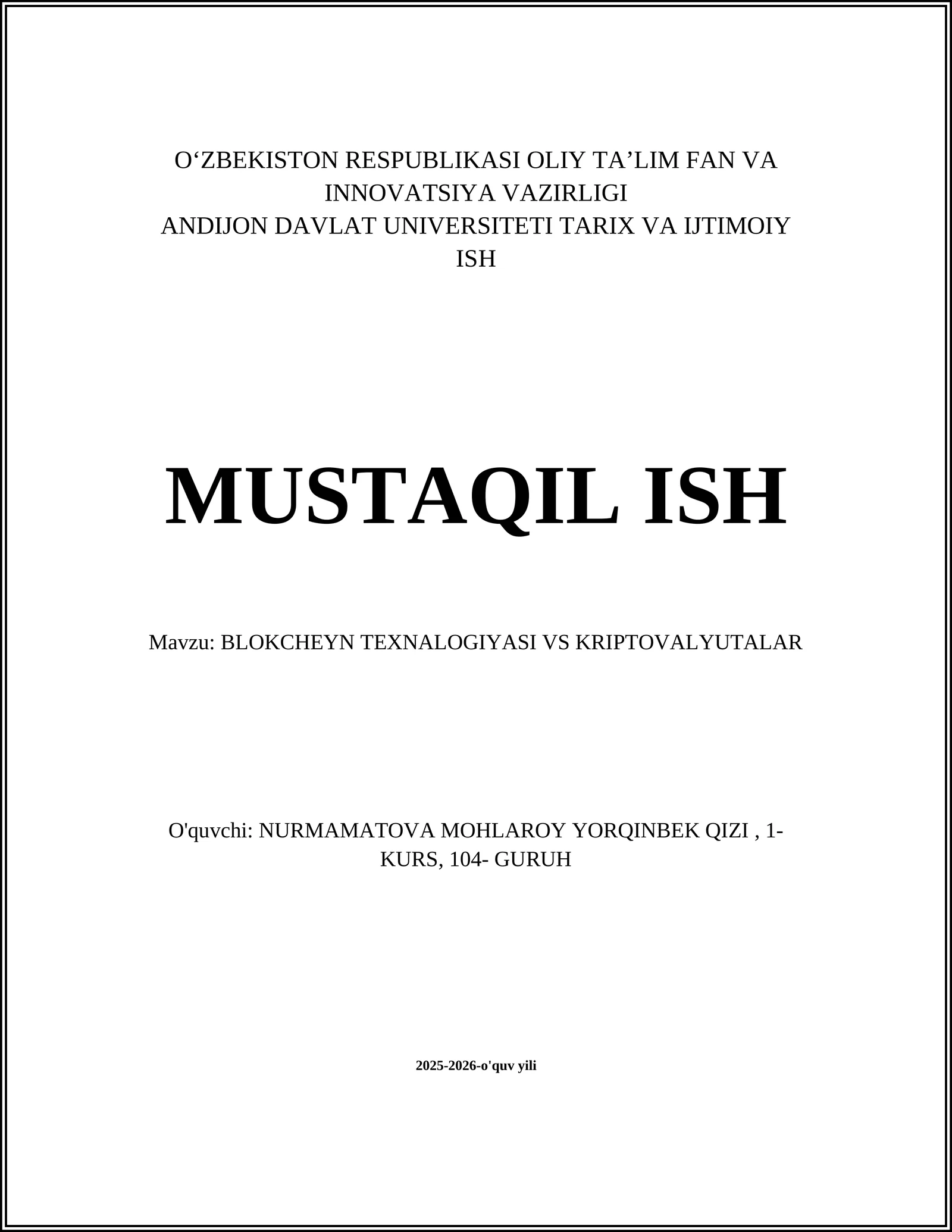 BLOKCHEYN TEXNALOGIYASI VS KRIPTOVALYUTALAR