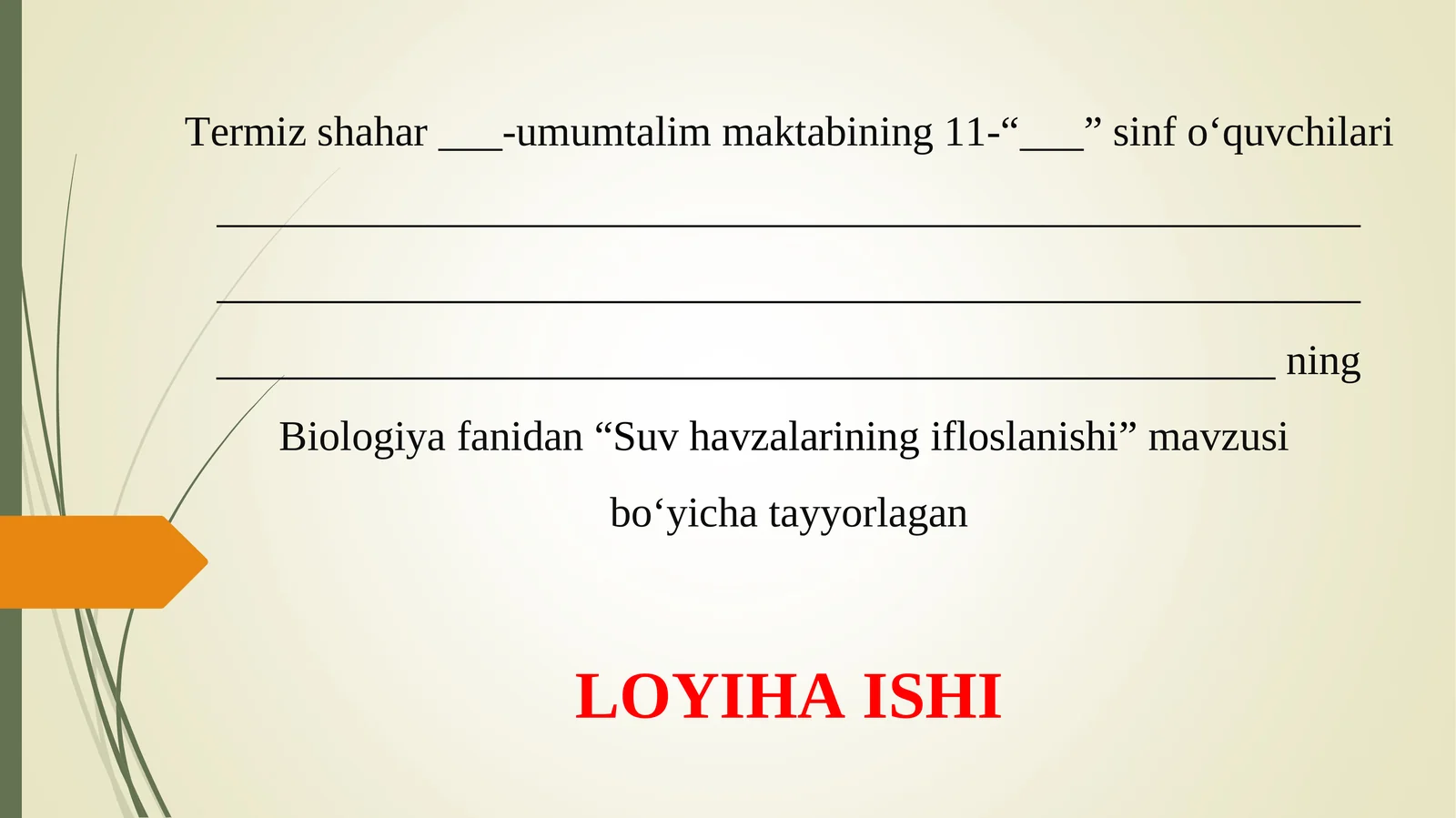 11-SINF Suv havzalarining ifloslanishi