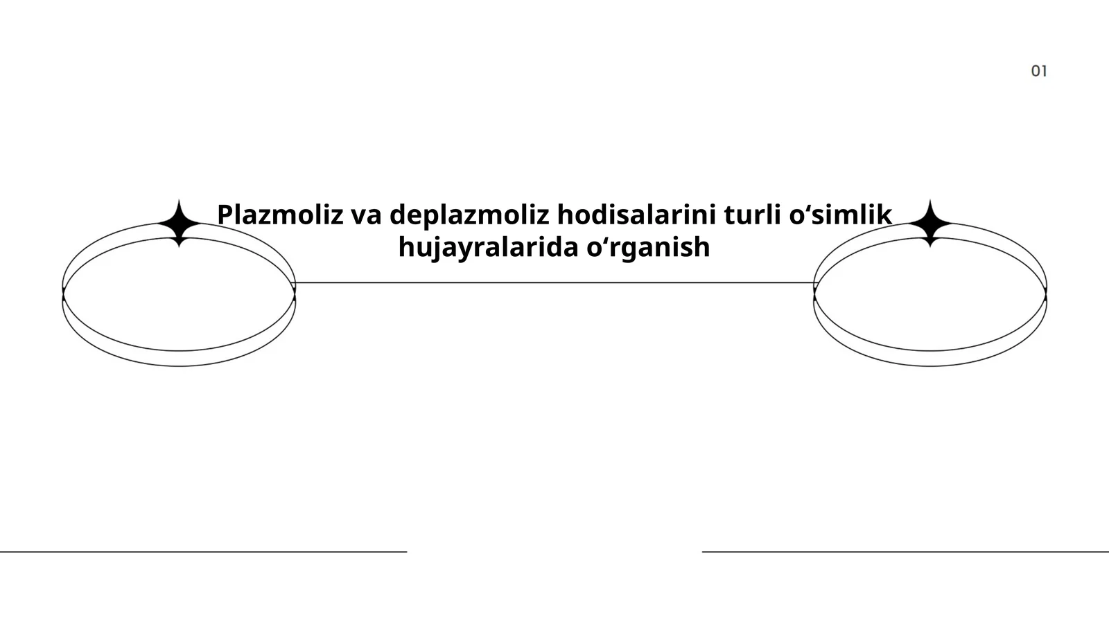 Plazmoliz va deplazmoliz hodisalarini turli oʻsimlik hujayralarida oʻrganish