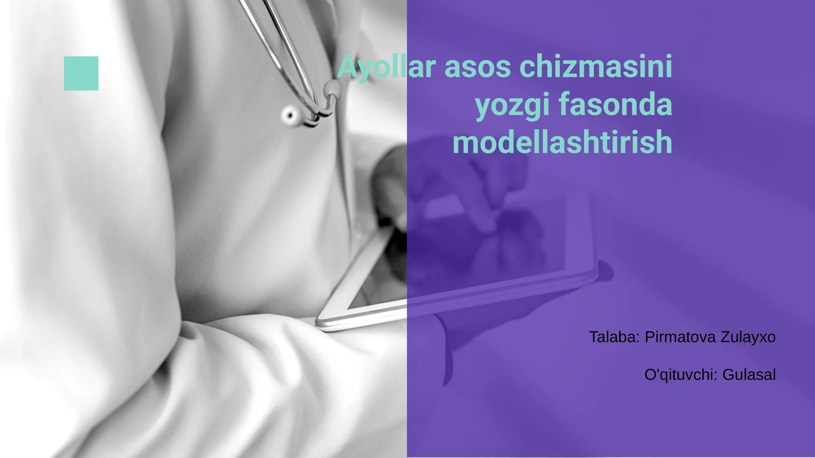 Ayollar asos chizmasini yozgi fasonda modellashtirish