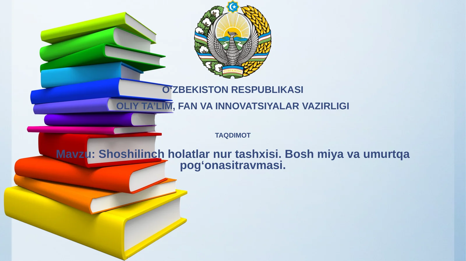 Shoshilinch holatlarni nurltashxisi va umurta po'g'onasi travmasi