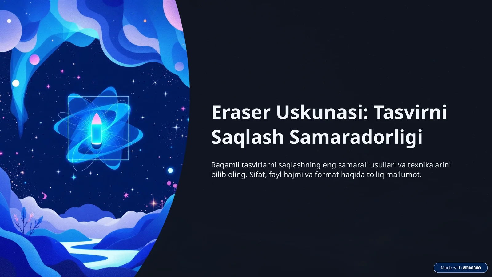 Eraser Uskunasi: Tasvirni Saqlash Samaradorligi