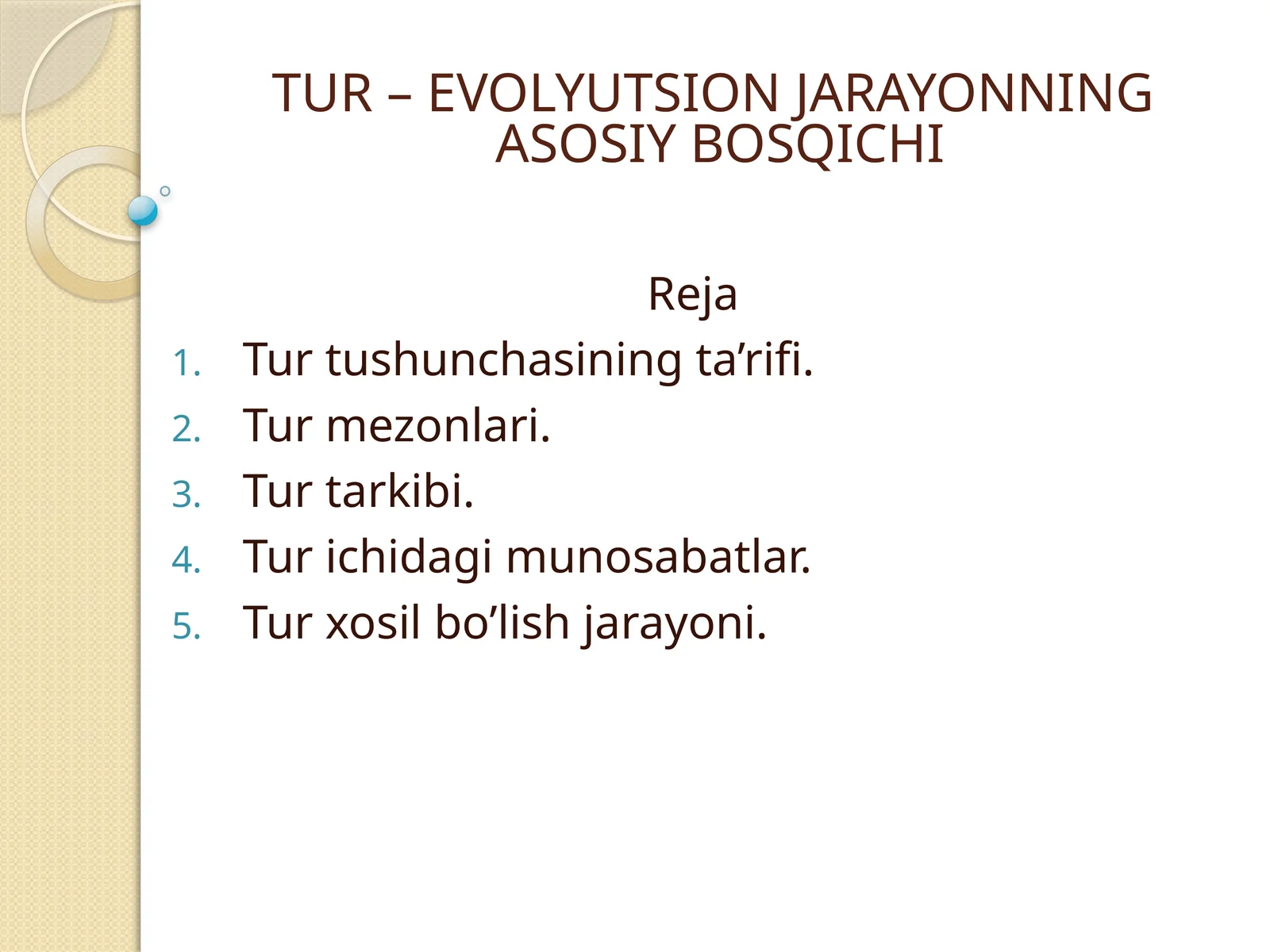 EVOLYUTSION JARAYONNINGASOSIY BOSQICHI