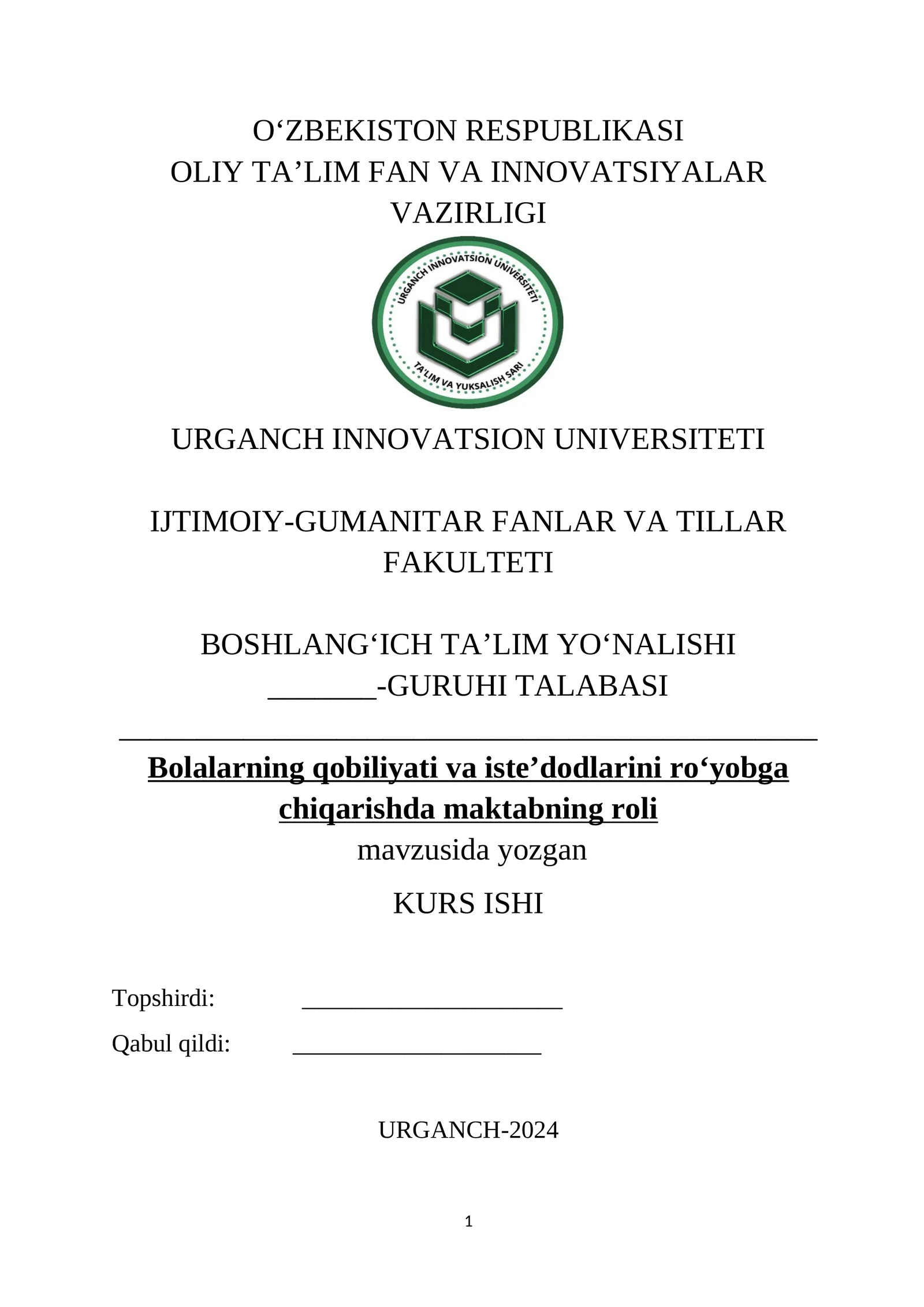 Bolalarning Qobiliyati va Iste’dodlarini Ro‘yobga Chiqarishda Maktabning Roli