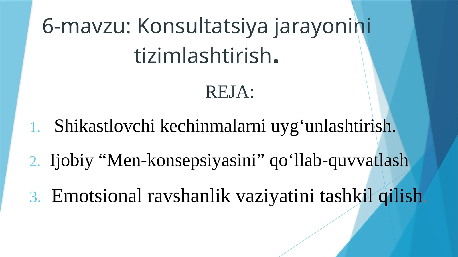 Konsultatsiya jarayonini tizimlashtirish