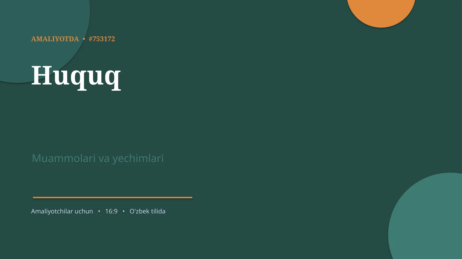 Huquq Muammolari va Yechimlari