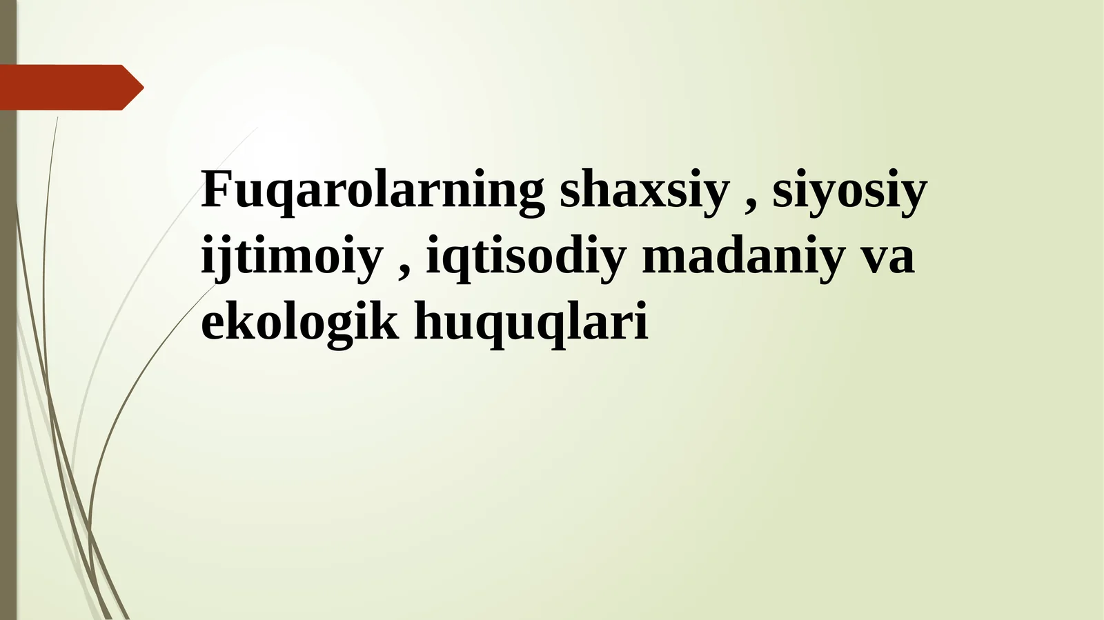 Fuqarolarning shaxsiy, siyosiy, ijtimoiy, iqtisodiy, madaniy va ekologik huquqlari