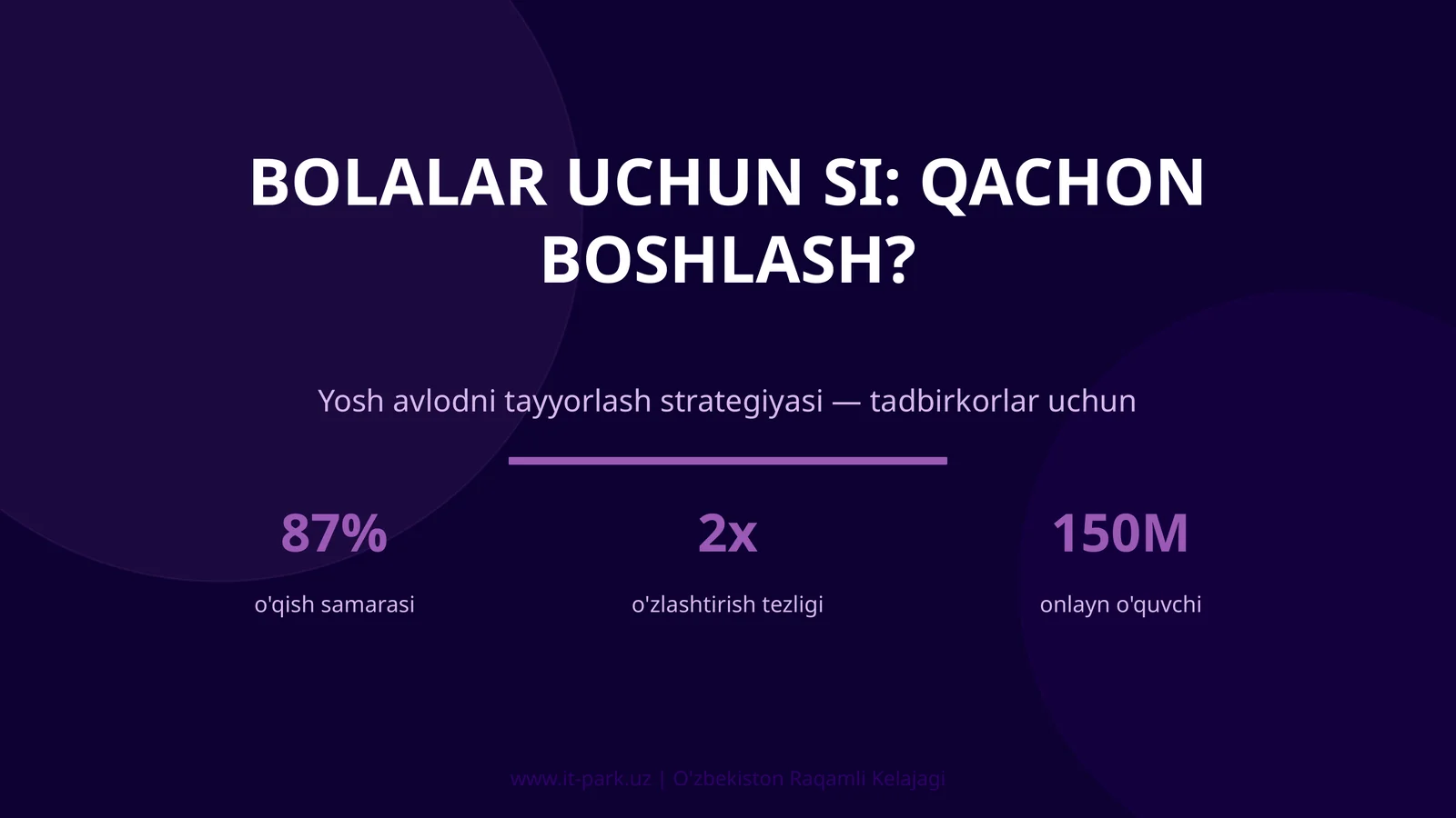 Bolalar uchun SI: QACHON BOSHLASH?