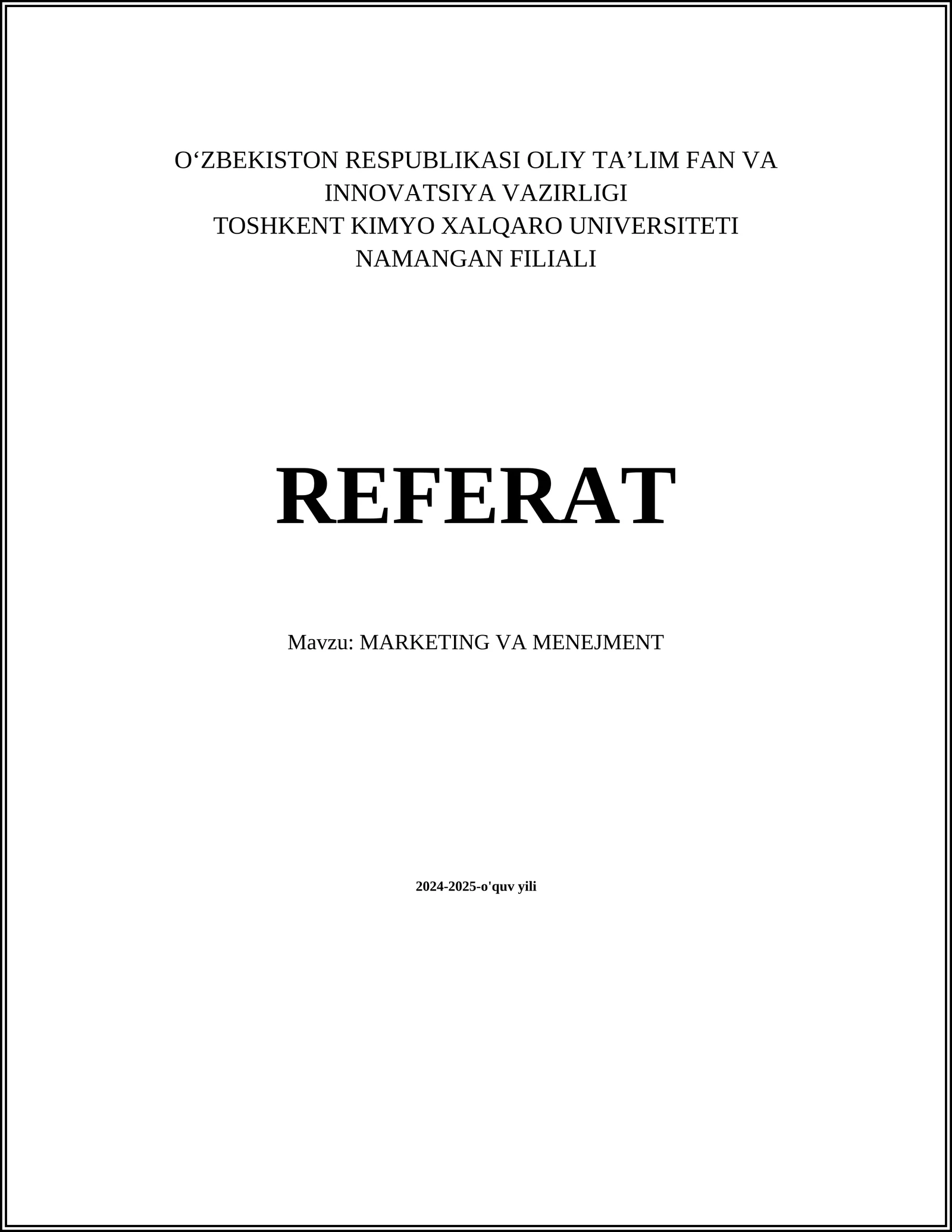 MARKETING VA MENEJMENT