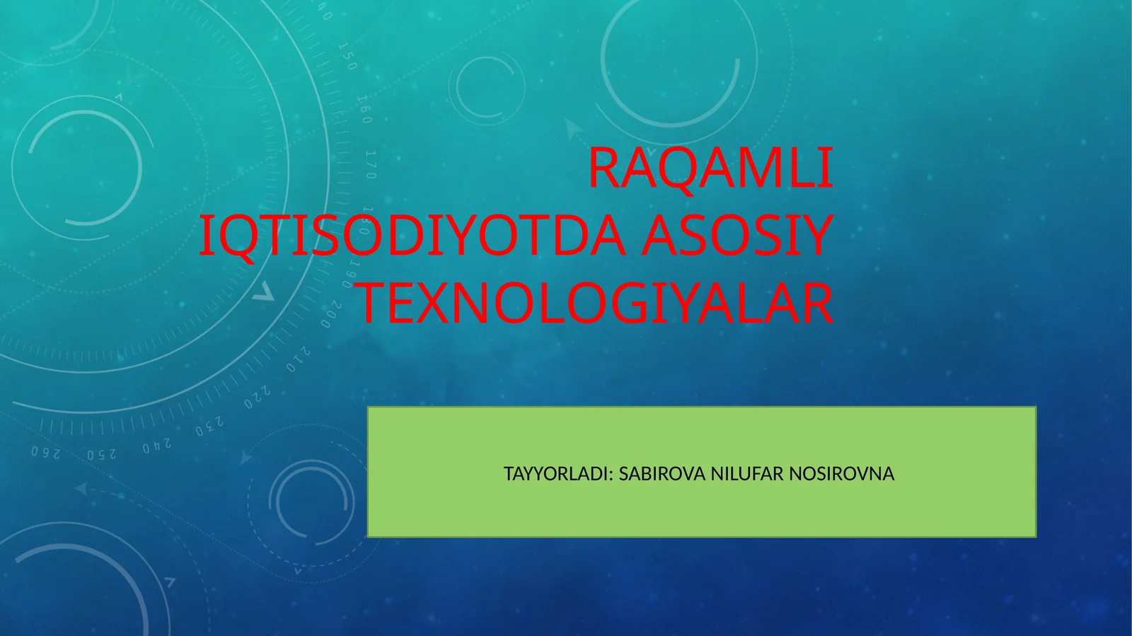 RAQAMLIIQTISODIYOT XO’JALIK TIZIMI VA IQTISODIY FAN SIFATIDA