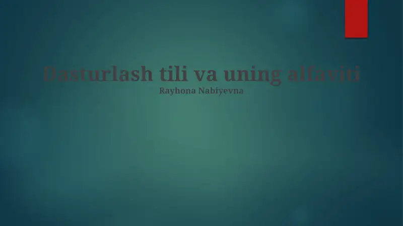 Dasturlash tili va uning alfaviti