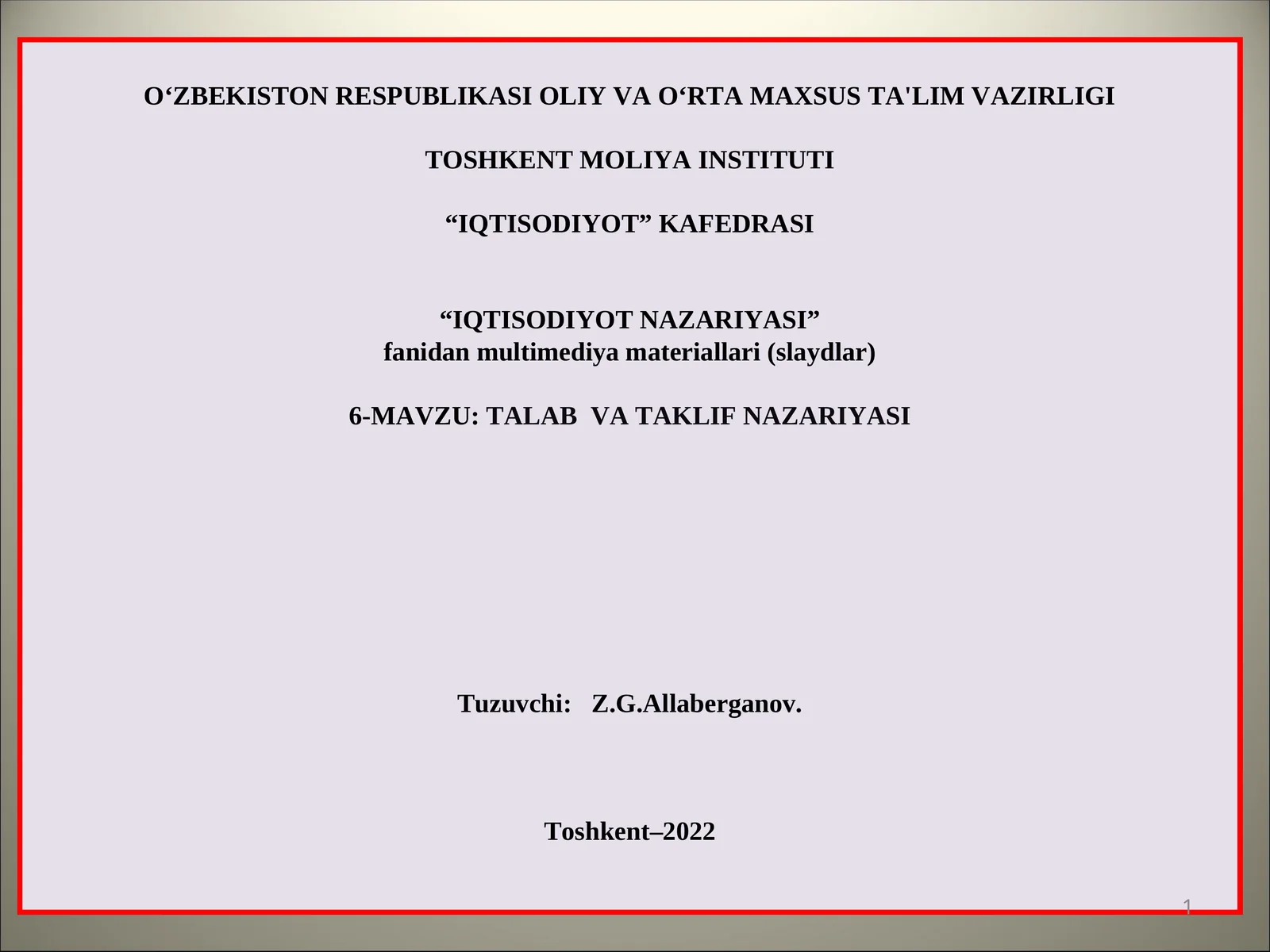TALAB VA TAKLIF NAZARIYASI