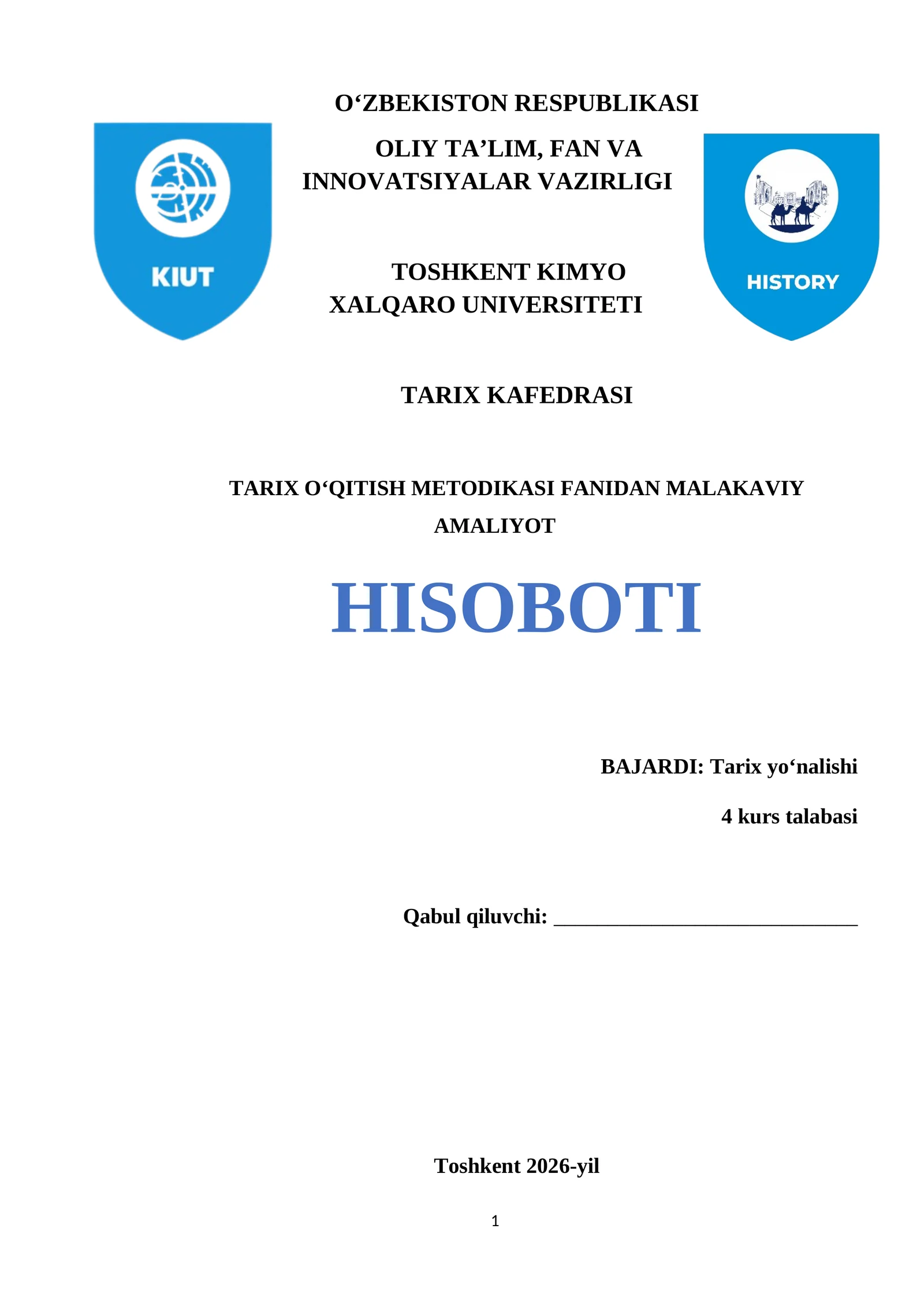 Tarix amaliyot hisoboti