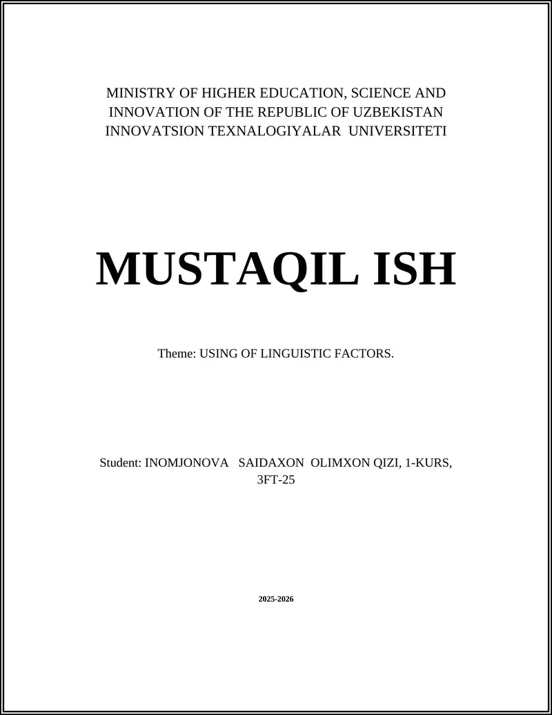 Using of Linguistic Factors