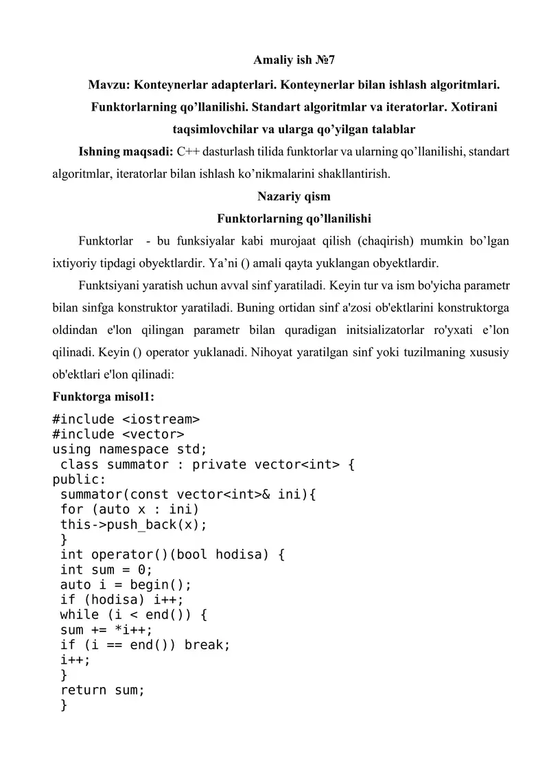 Konteynerlar Adapterlari va Funktorlar