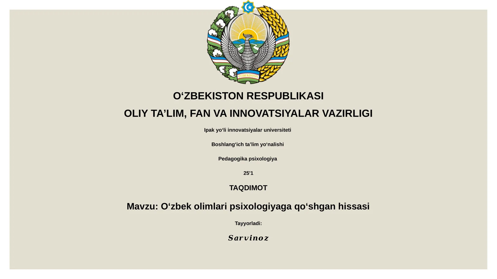 Oʻzbek olimlari psixologiyaga qoʻshgan hissasi