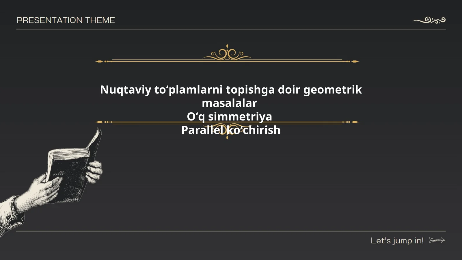 Nuqtaviy toʻplamlarni topishga doir geometrik masalalar