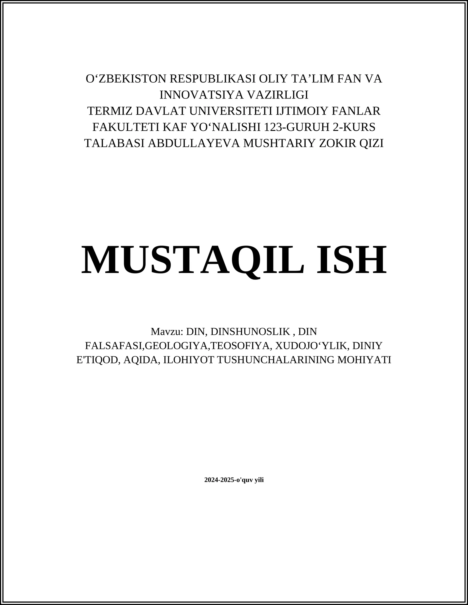 DIN, DINSHUNOSLIK, DIN FALSAFASI
