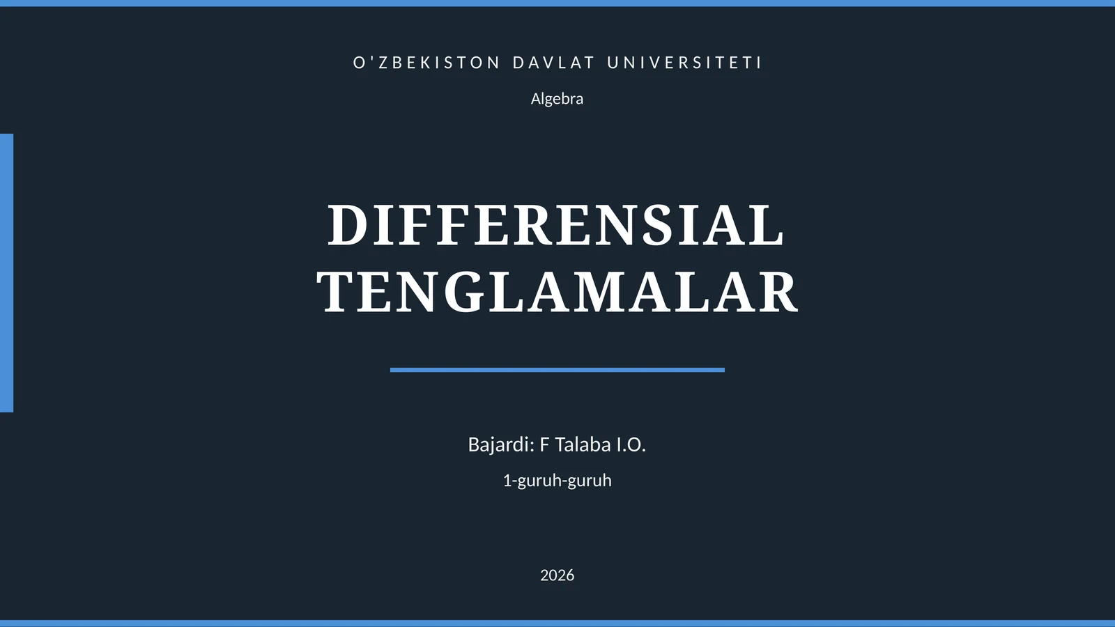 DIFFERENSIAL TENGLAMALAR