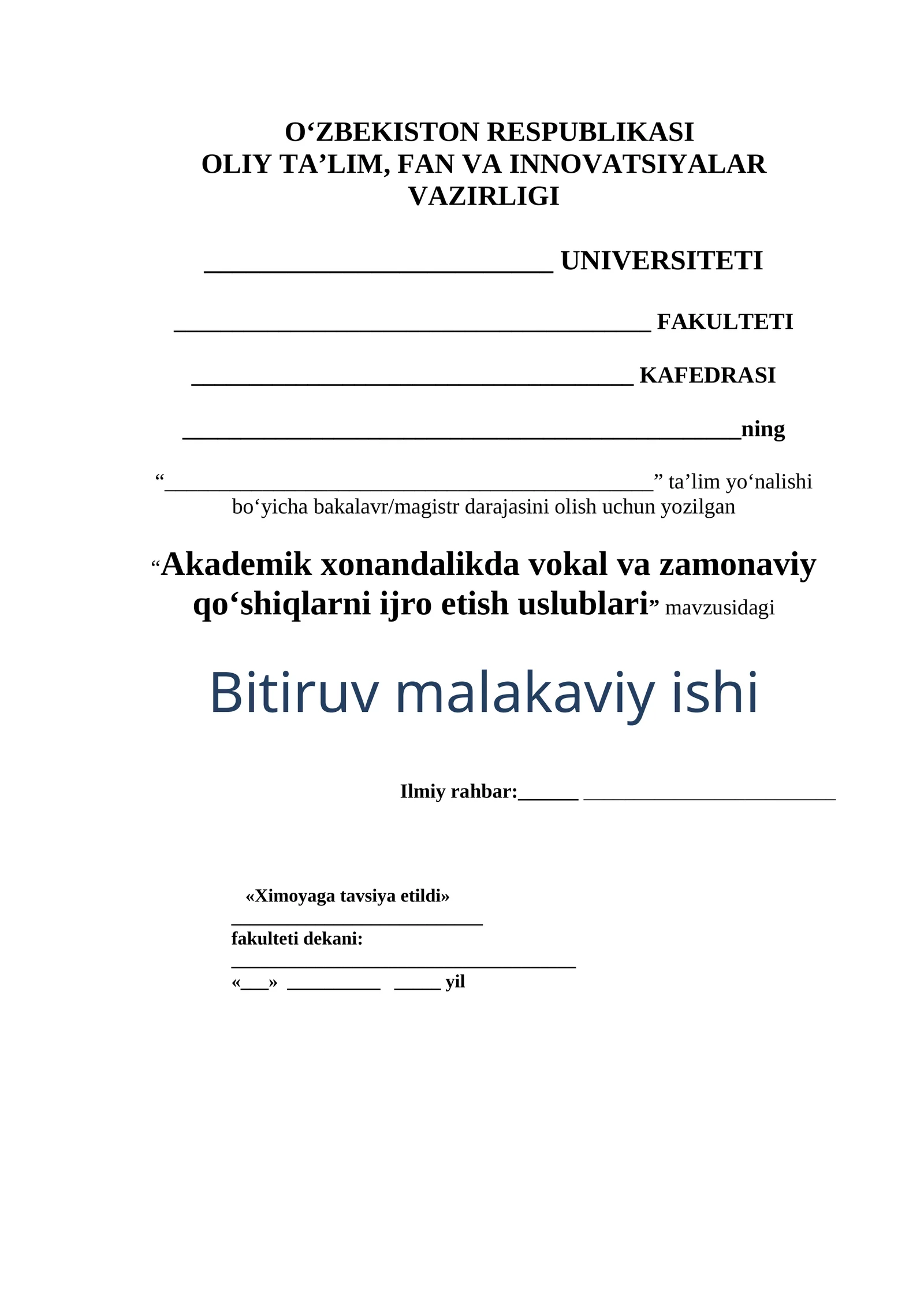 Akademik xonandalikda vokal va zamonaviy qo‘shiqlarni ijro etish uslublari