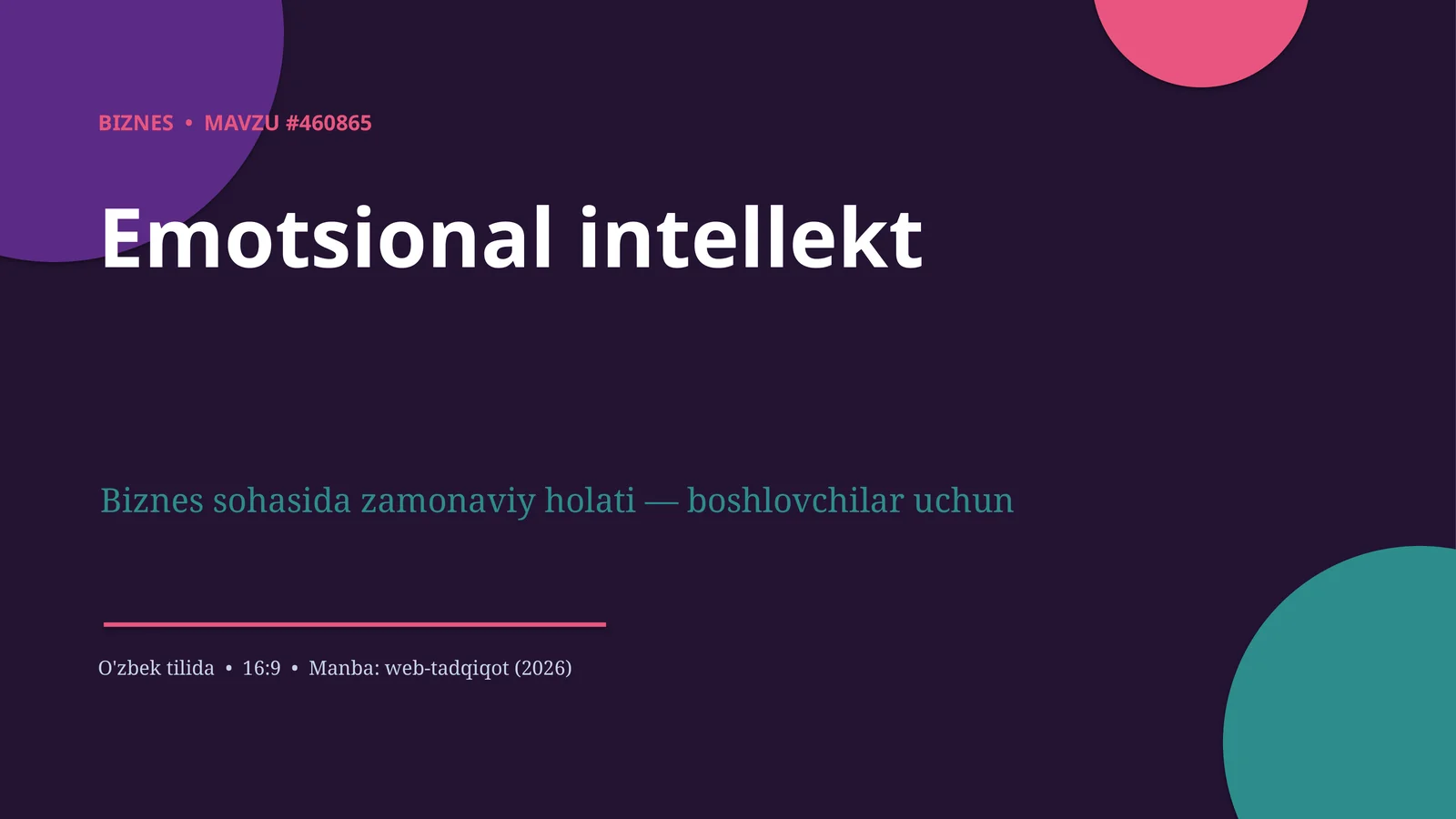 MAVZU #460865 Emotsional intellekt