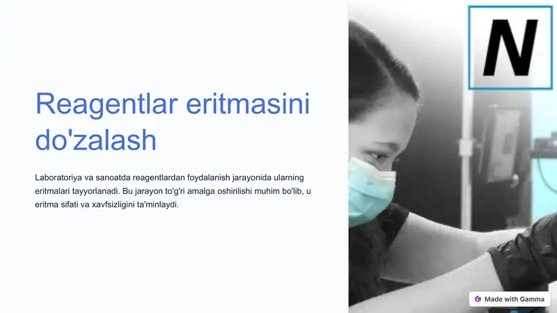 Reagentlar eritmasini do'zalash