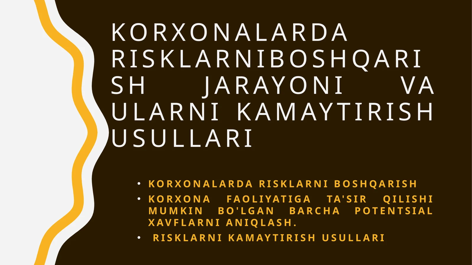 Korxonalarda Risklarni Boshqarish