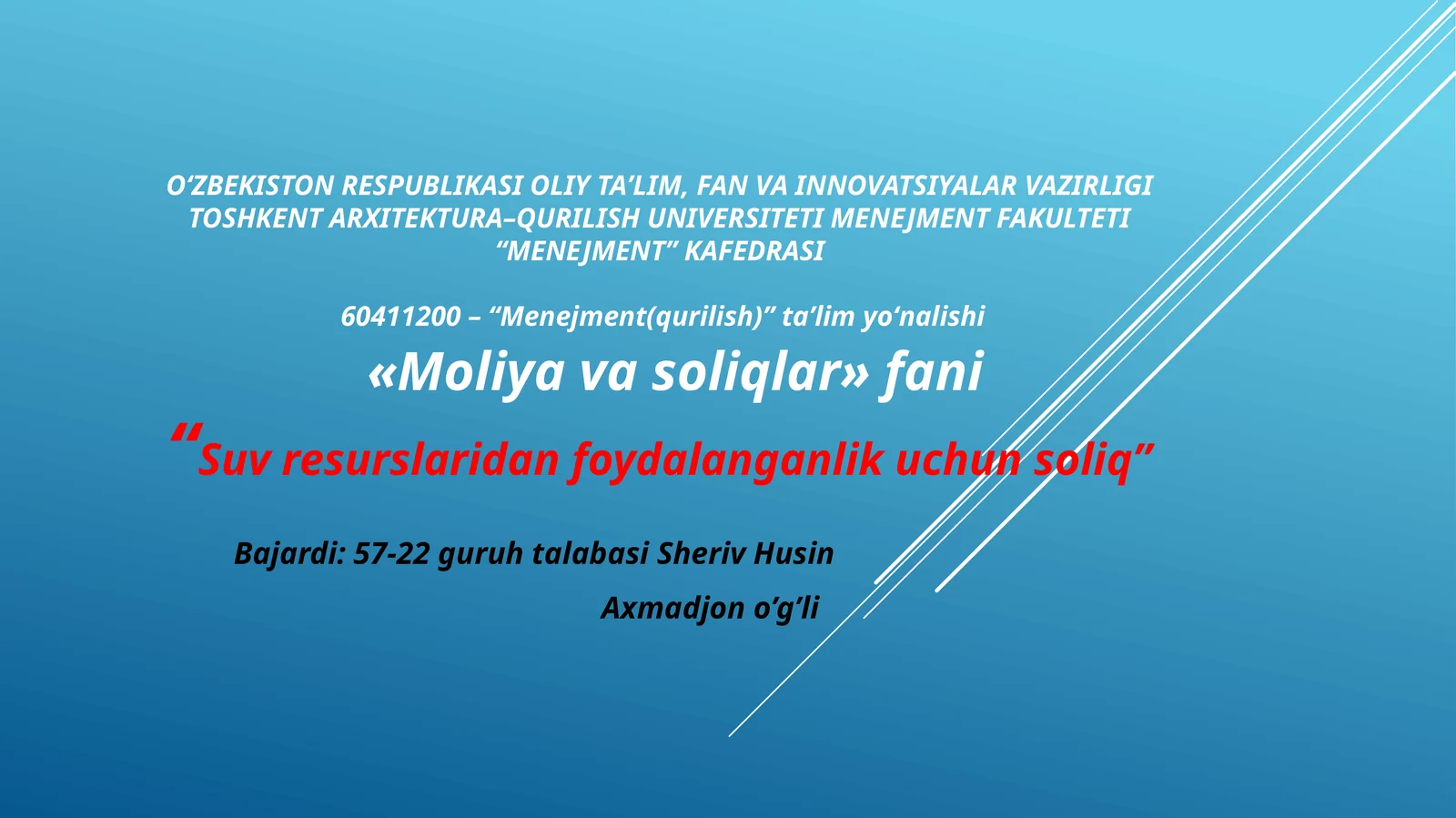 Suvresurslaridan foydalanganlik uchun soliq