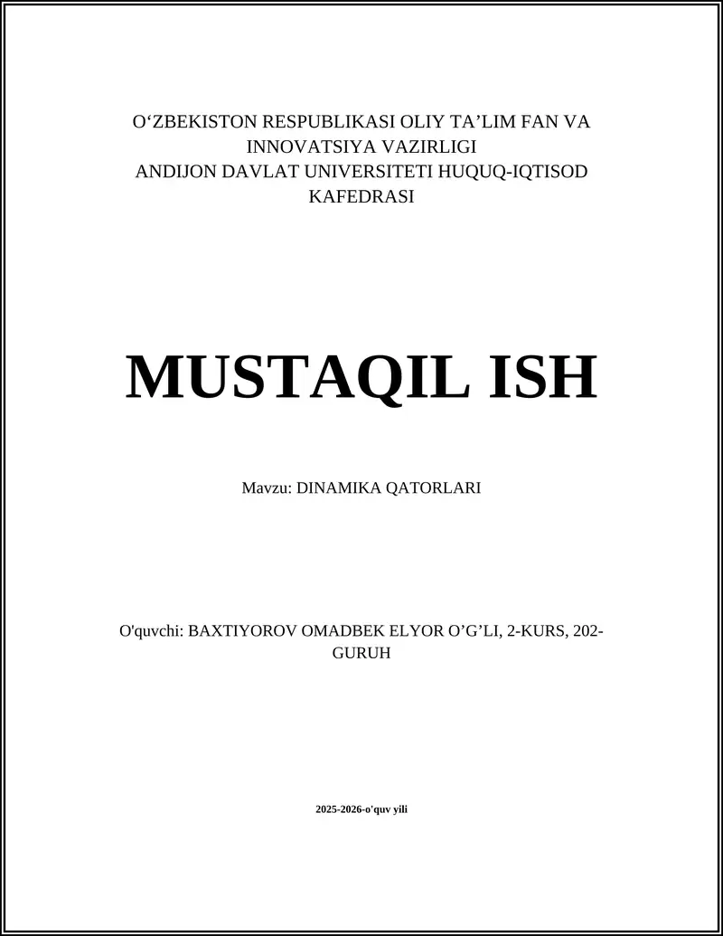 DINAMIKA QATORLARI