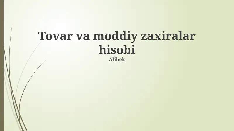 Mahsulotlar va materiallar inventarizatsiyasining asosiy usullari