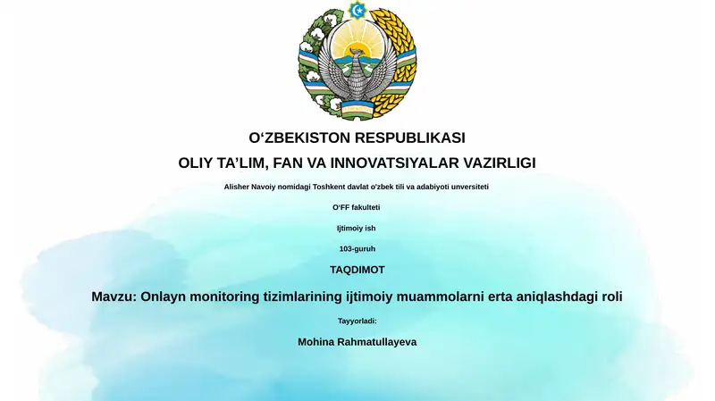 Onlayn monitoring tizimlarining ijtimoiy muammolarni erta aniqlashdagi roli
