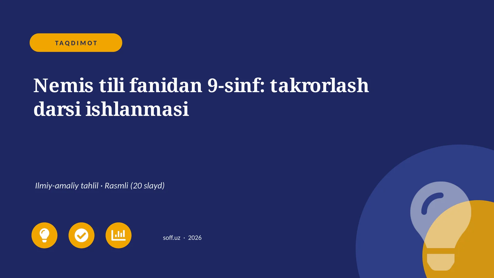 Nemis tili fanidan 9-sinf: takrorlash darsi ishlanmasi