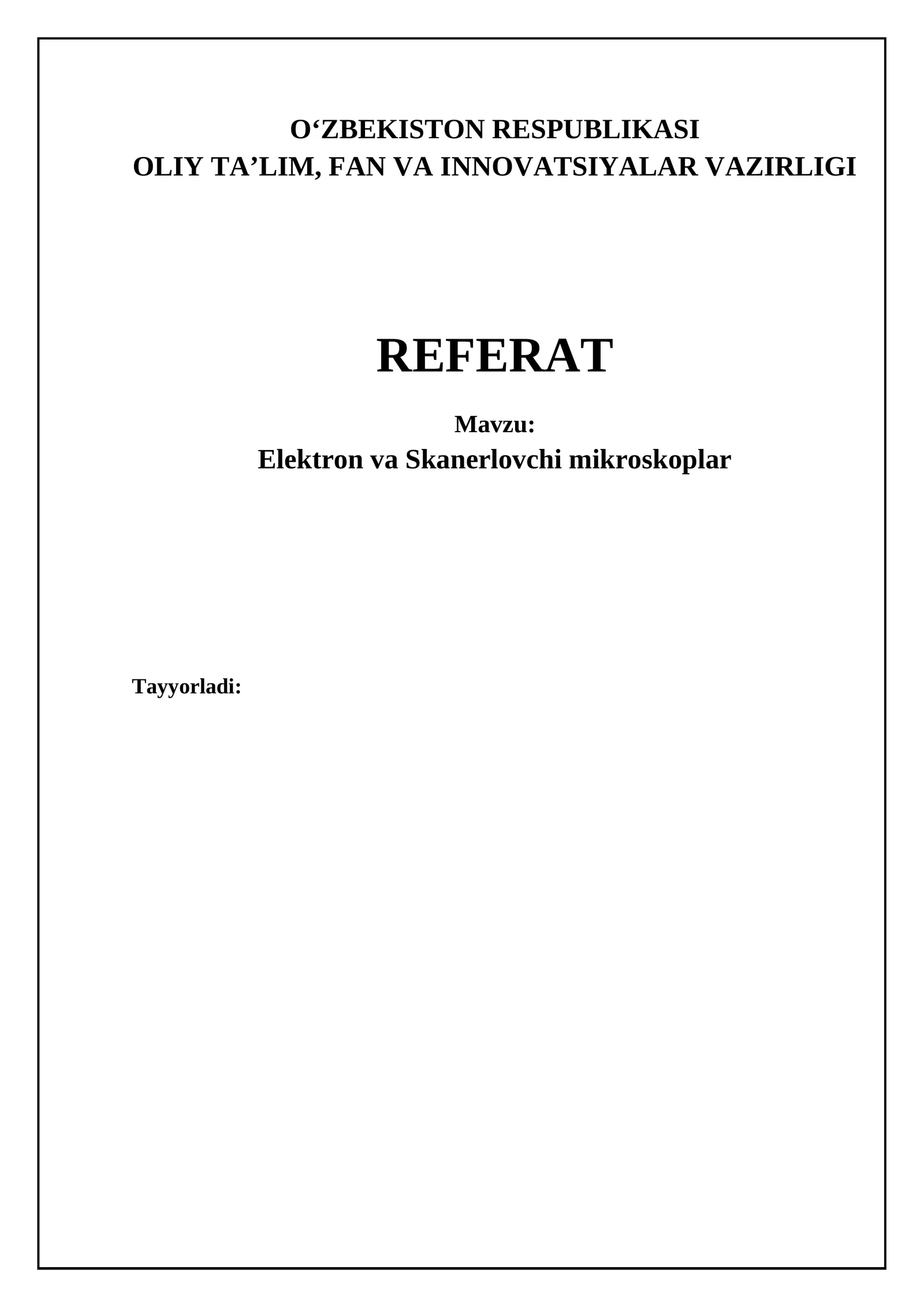 Elektron mikroskopiya va skanerlovchi elektron mikroskopiya asoslari