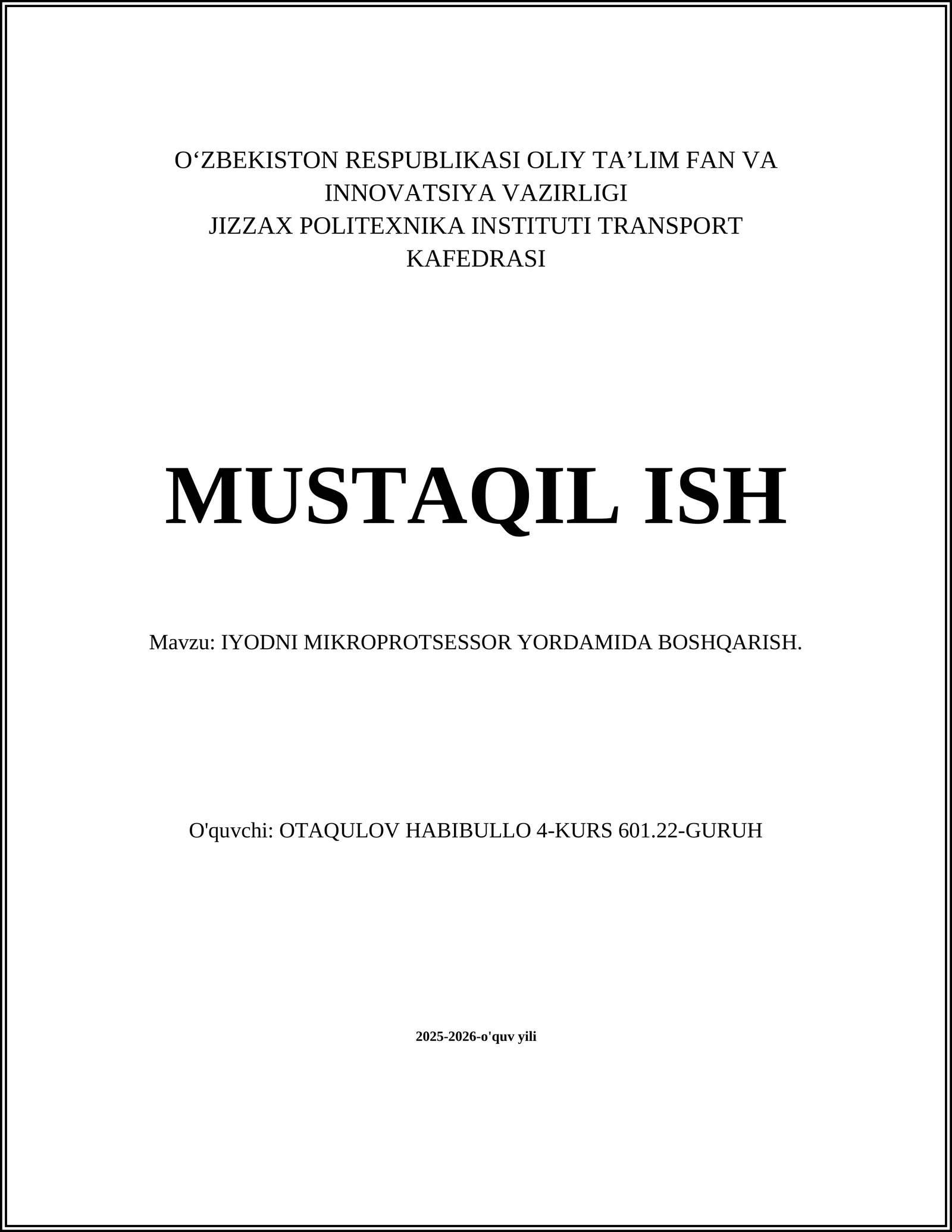 Iodni mikroprotsessor yordamida dozalash tizimining arxitekturasi va komponentlari