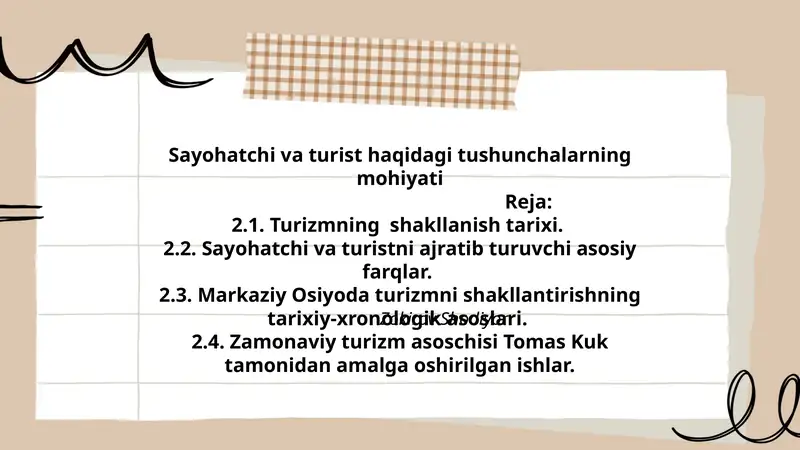Sayohatchi va turist haqidagi tushunchalarning mohiyati