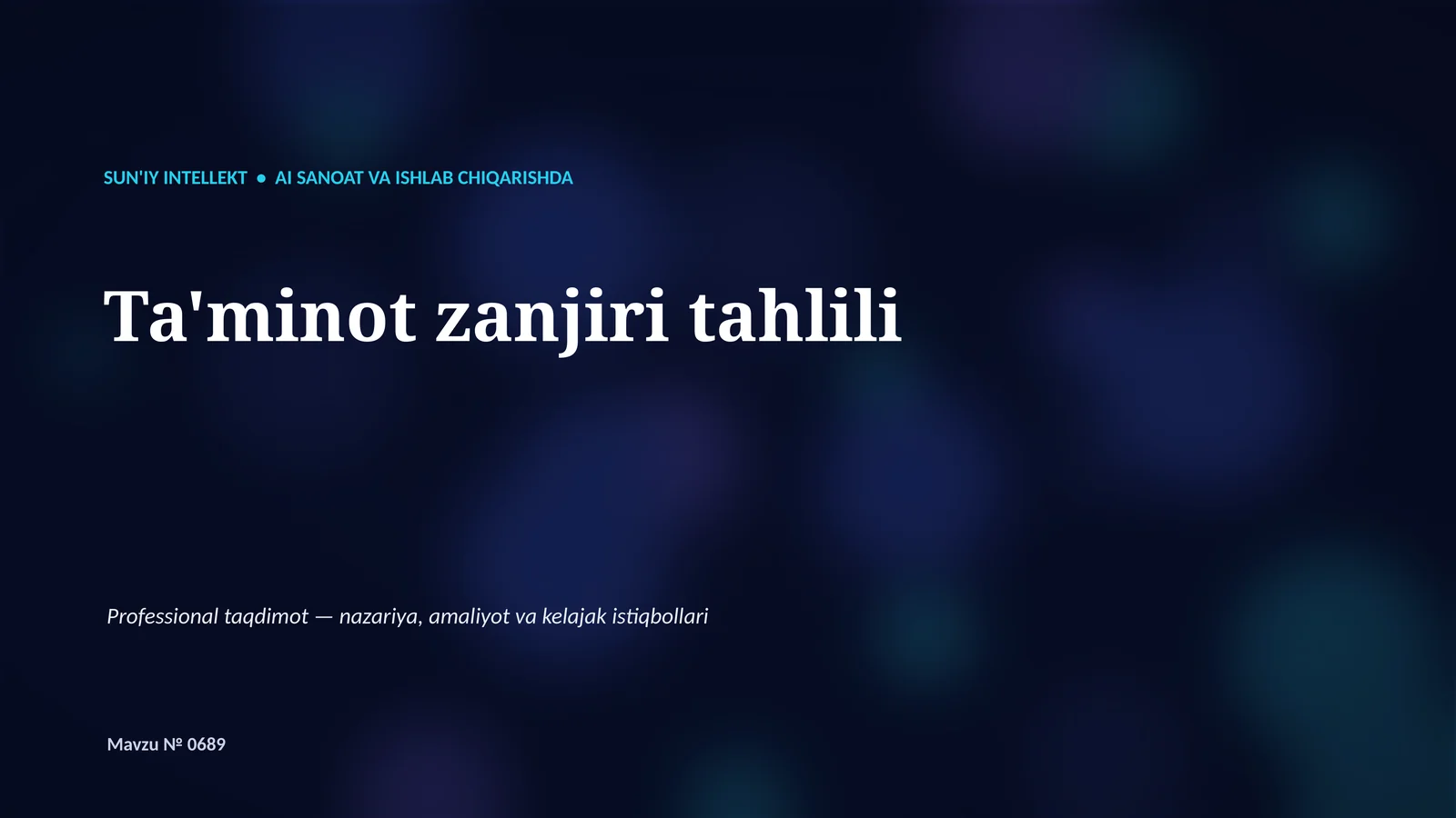 SUN'IY INTELLEKT • AI SANOAT VA ISHLAB CHIQARISHDA