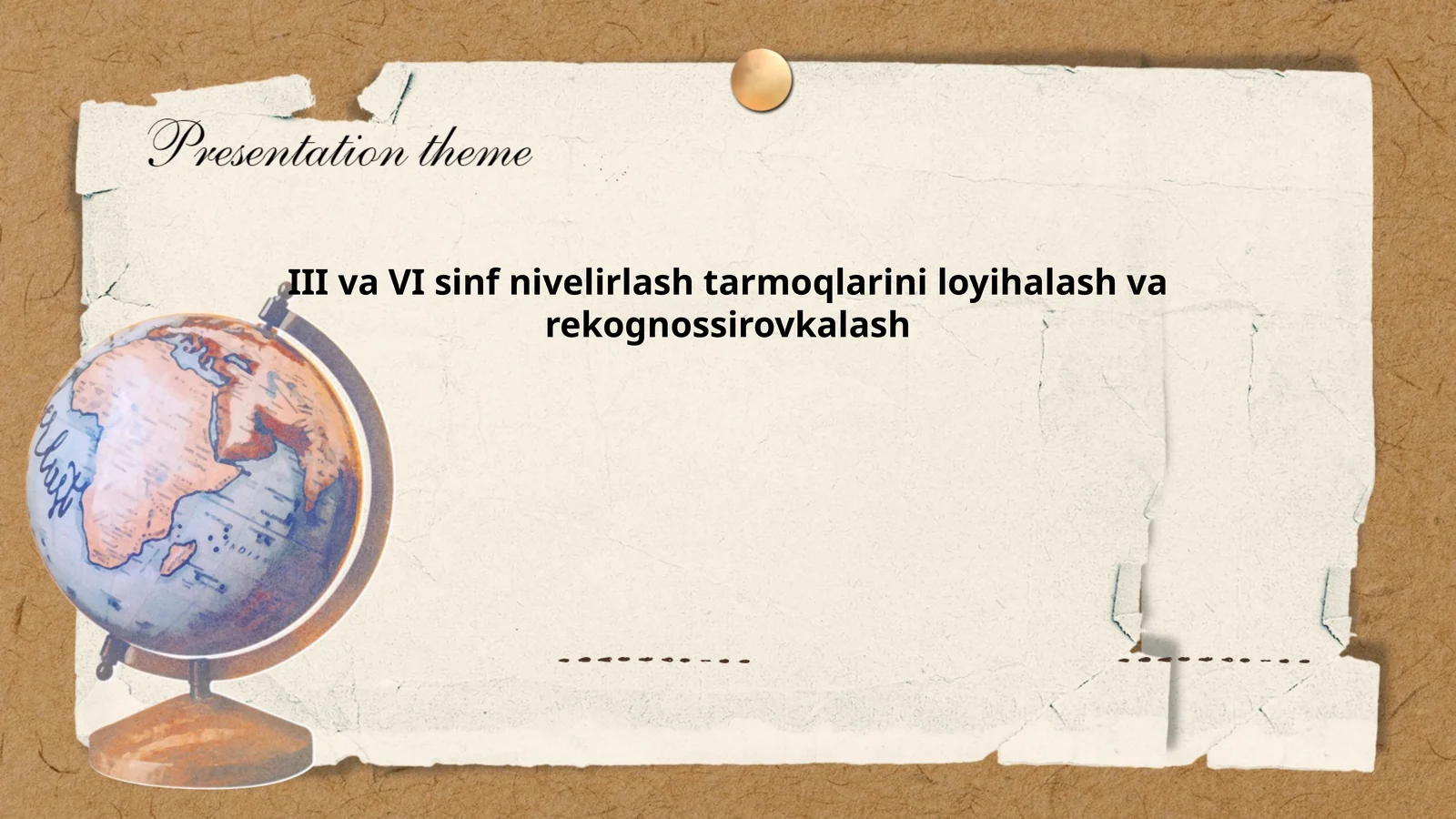 III va VI sinf nivelirlash tarmoqlarini loyihalash va rekognossirovkalash