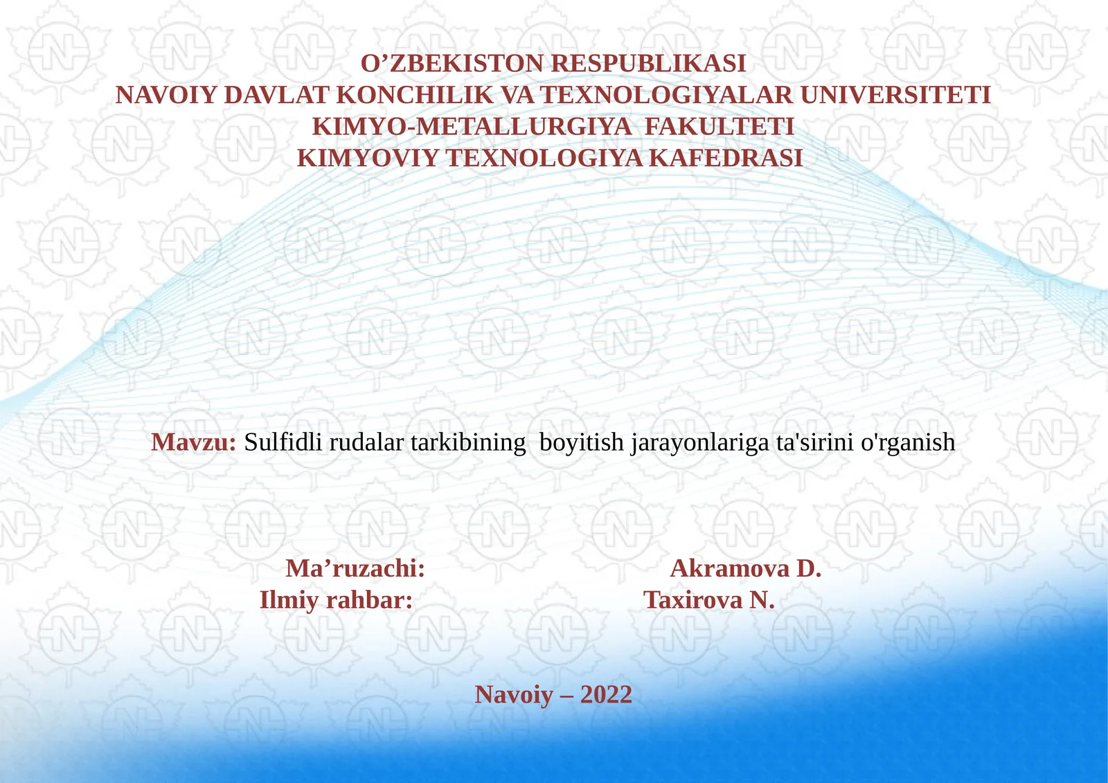 Sulfidlirudalar tarkibining boyitish jarayonlariga ta'sirini o'rganish