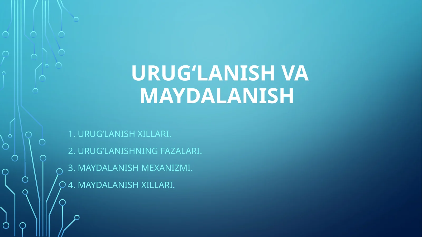 URUG‘LANISH VA MAYDALANISH