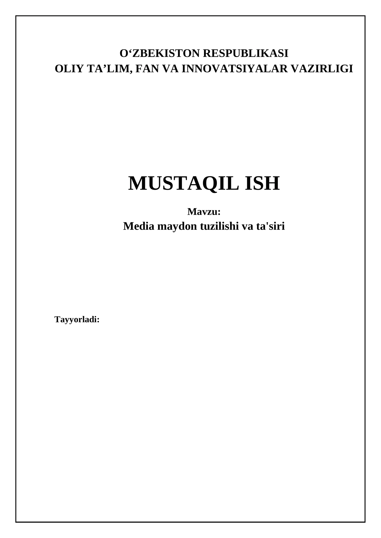 Media maydon tuzilishi va ta'siri