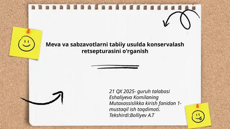 Meva va sabzavotlarni tabiiy usulda konservalash retsepturasi