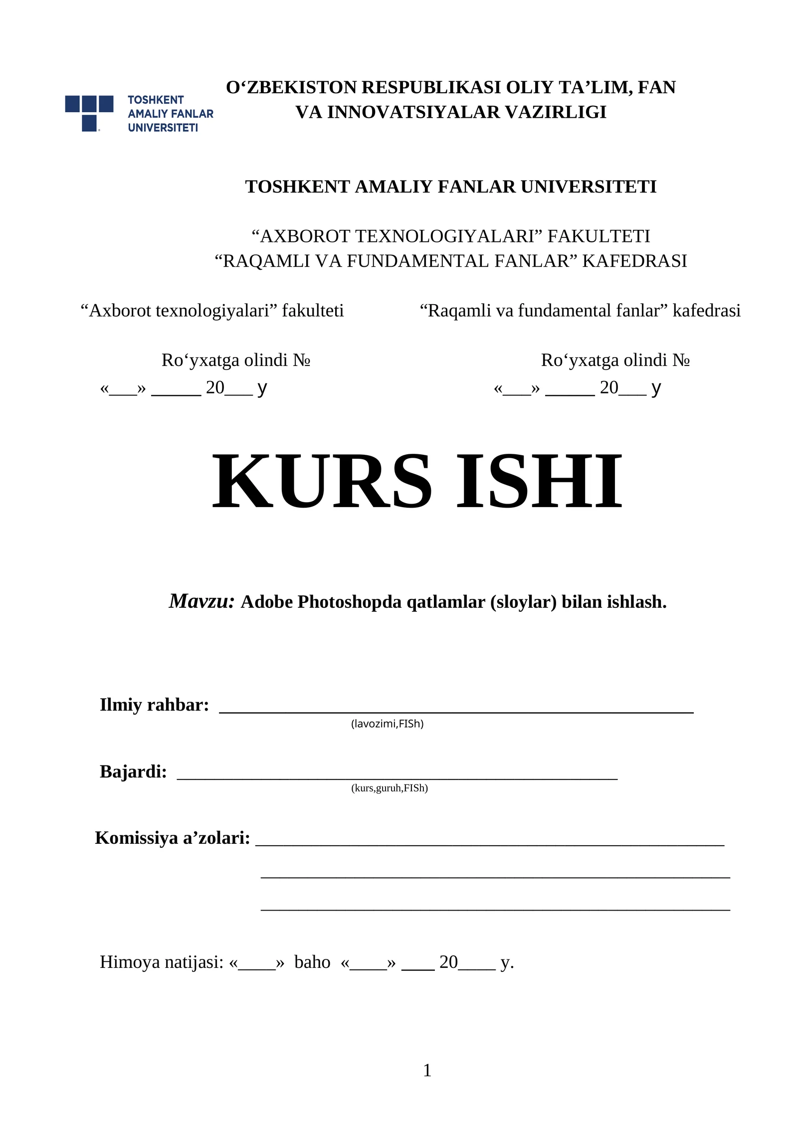 Adobe Photoshopda qatlamlar (sloylar) bilan ishlash