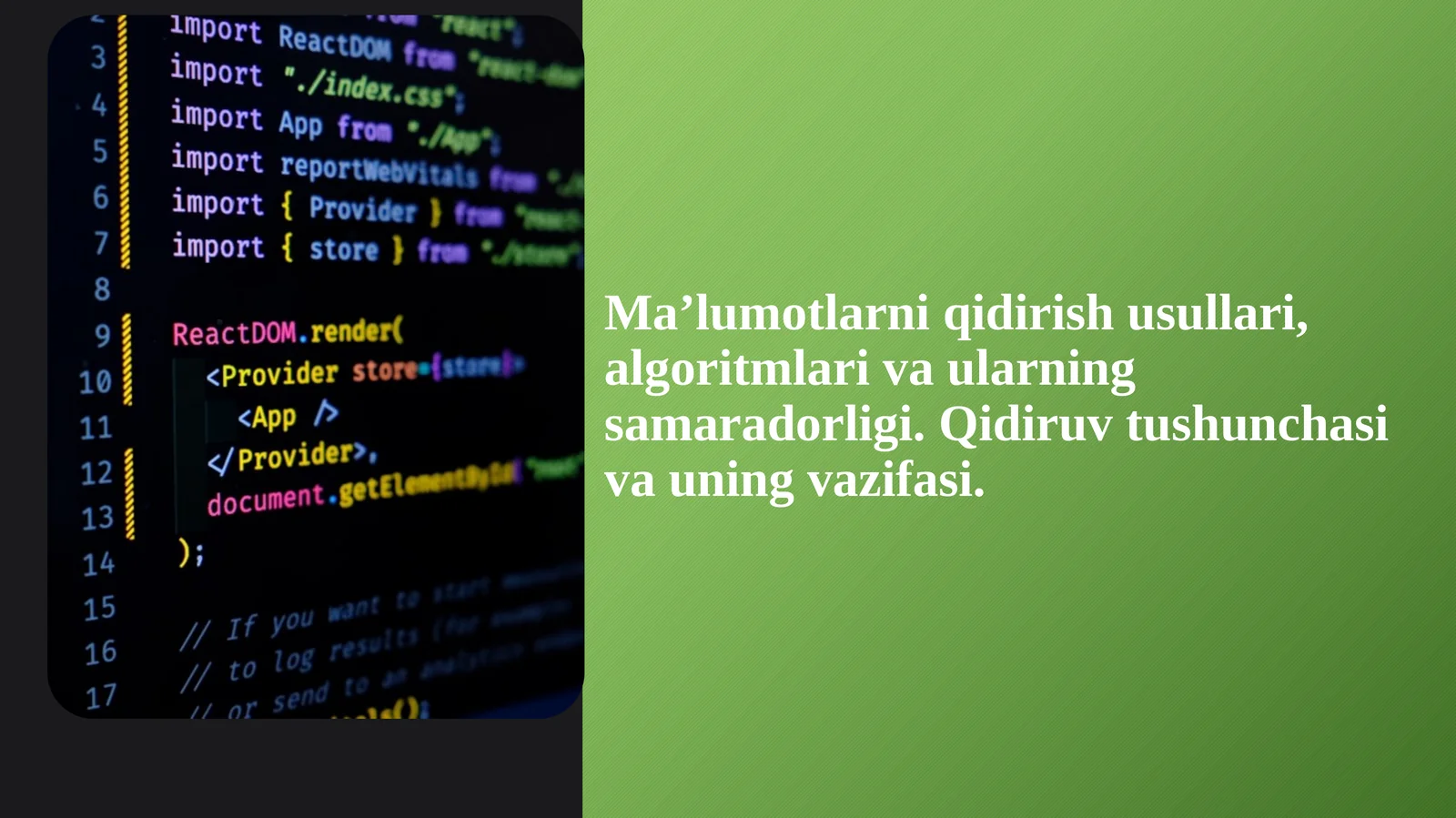 Ma’lumotlarni qidirish usullari, algoritmlari va ularning samaradorligi