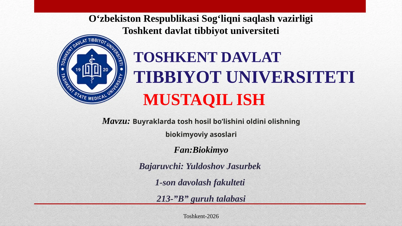 Buyraklarda tosh hosil bo’lishini oldini olishning biokimyoviy asoslari.