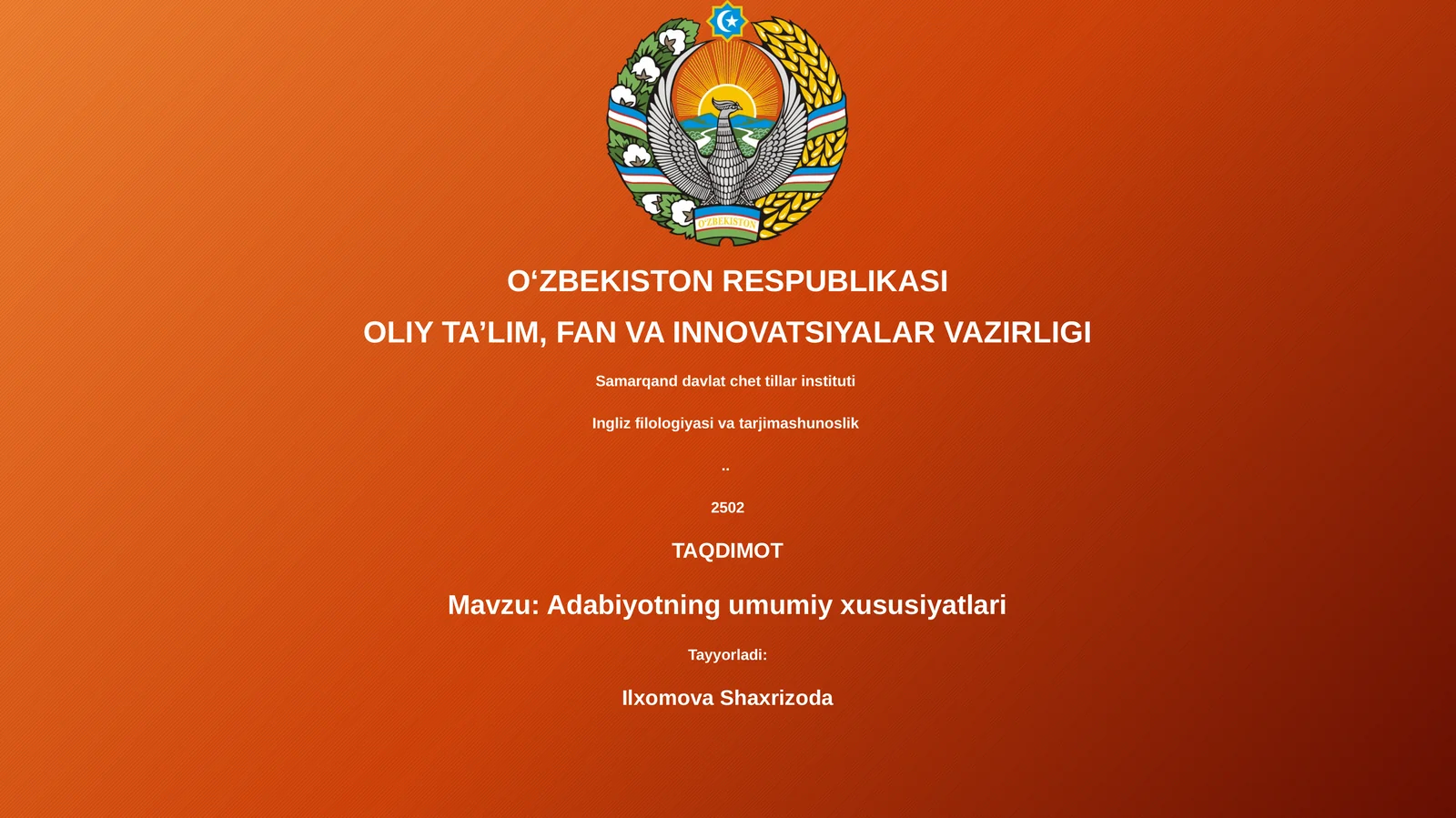Adabiyotning umumiy xususiyatlari