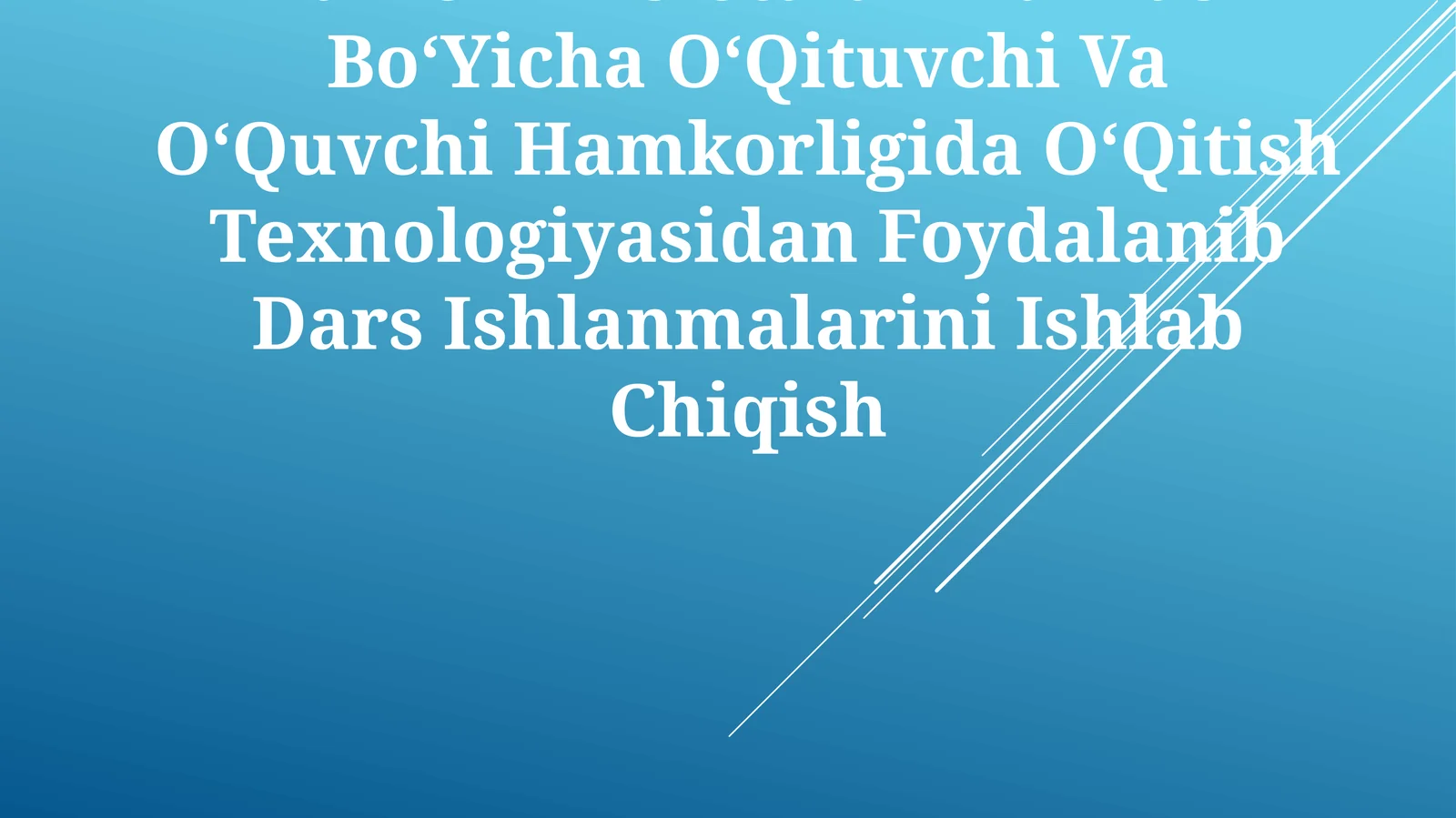 Nuklein Kislotalar Mavzusi BoʻYicha OʻQituvchi Va OʻQuvchi Hamkorligida OʻQitish Texnologiyasidan Foydalanib Dars Ishlanmalarini Ishlab Chiqish
