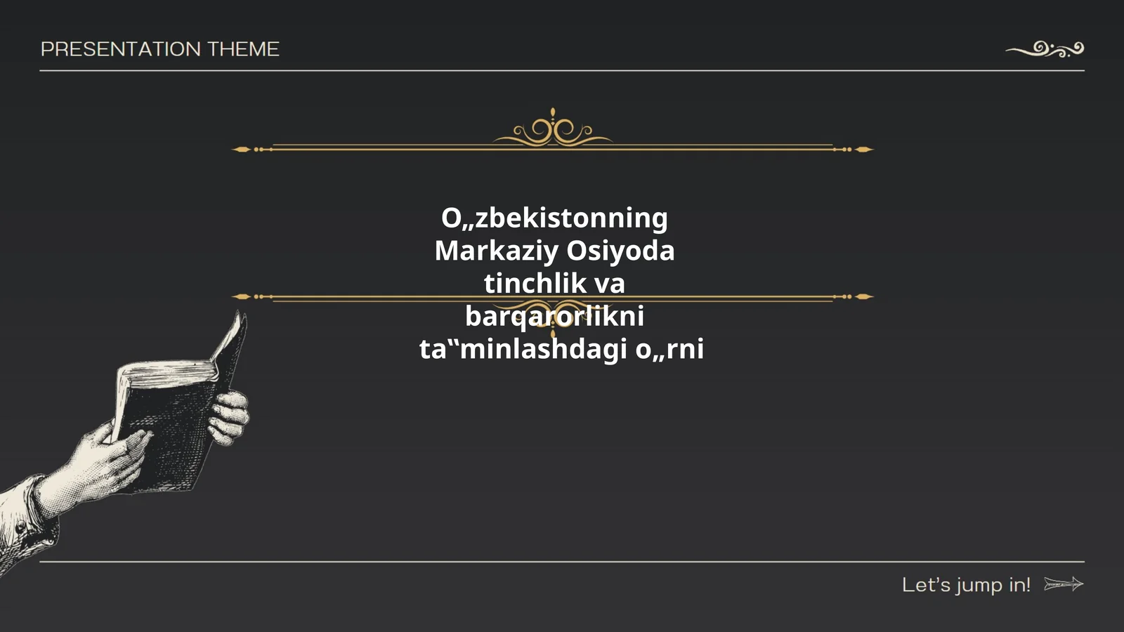 Oʻzbekistonning Markaziy Osiyoda tinchlik va barqarorlikni ta‟minlashdagi o„rni