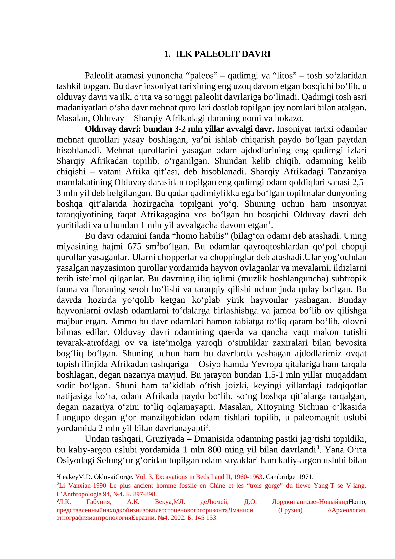 ILK PALEOLIT DAVRI