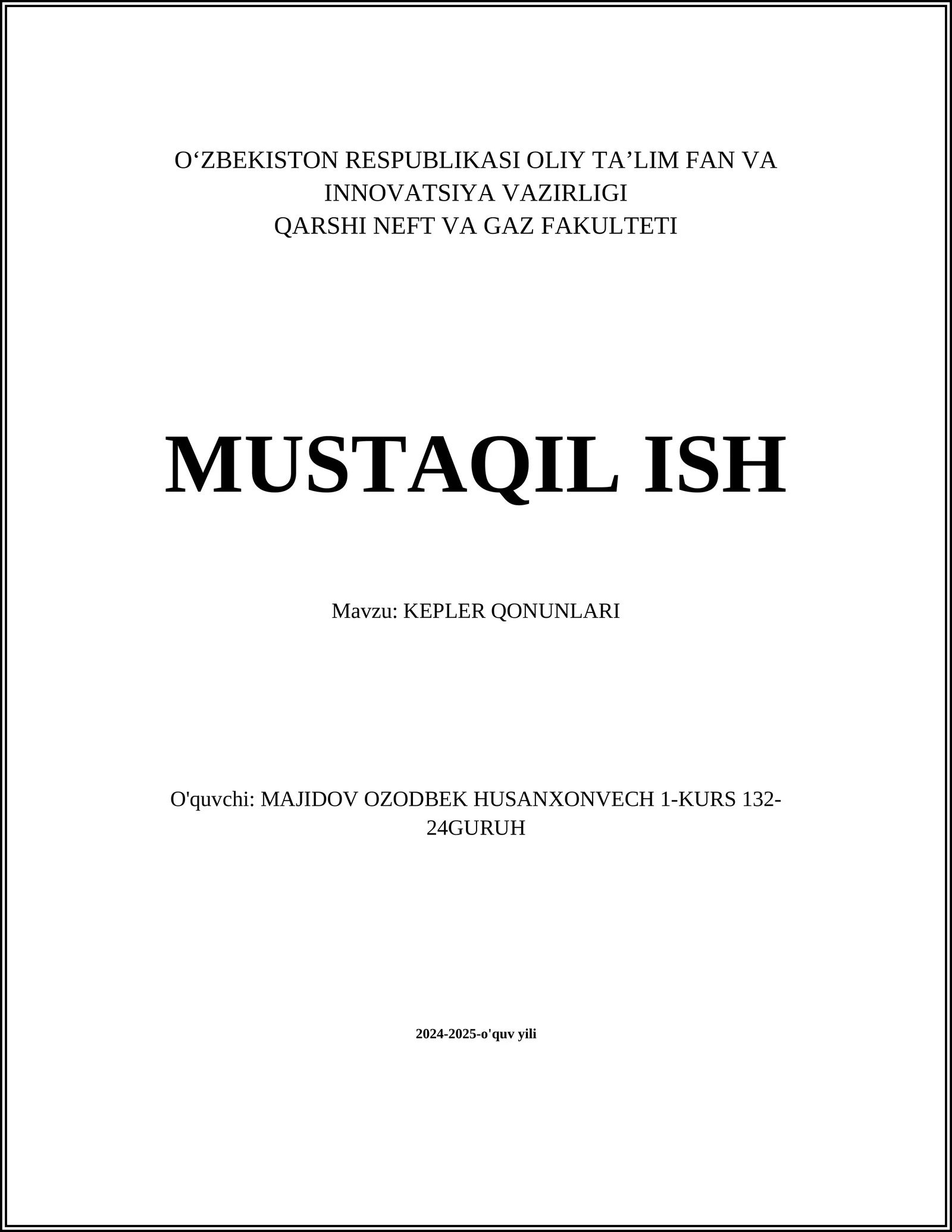 KEPLER QONUNLARI