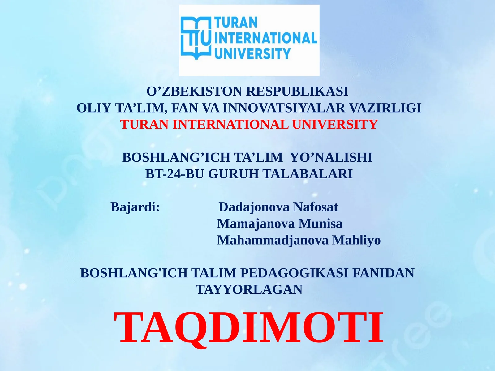 Milliy qadriyatlarning boshlang'ich taʼlimdagi o'rni